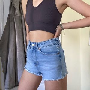 Light wash denim shorts